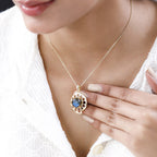 GP Bella Italia Kollektion - Giuseppe Perez Labradorit, Kanchanaburi Blauer Saphir Anhänger mit Kette, 925 Silber Gelbgold Vermeil ca. 5.59 ct