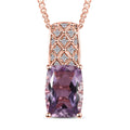 Rose De France Amethyst, weißer Zirkon Anhänger mit Kette, 925 Silber rosévergoldet, ca. 6.76 ct