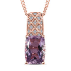 Rose De France Amethyst, weißer Zirkon Anhänger mit Kette, 925 Silber rosévergoldet, ca. 6.76 ct