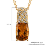 Citrin, weißer Zirkon Anhänger mit Kette, 925 Silber vergoldet ca. 6.76 ct