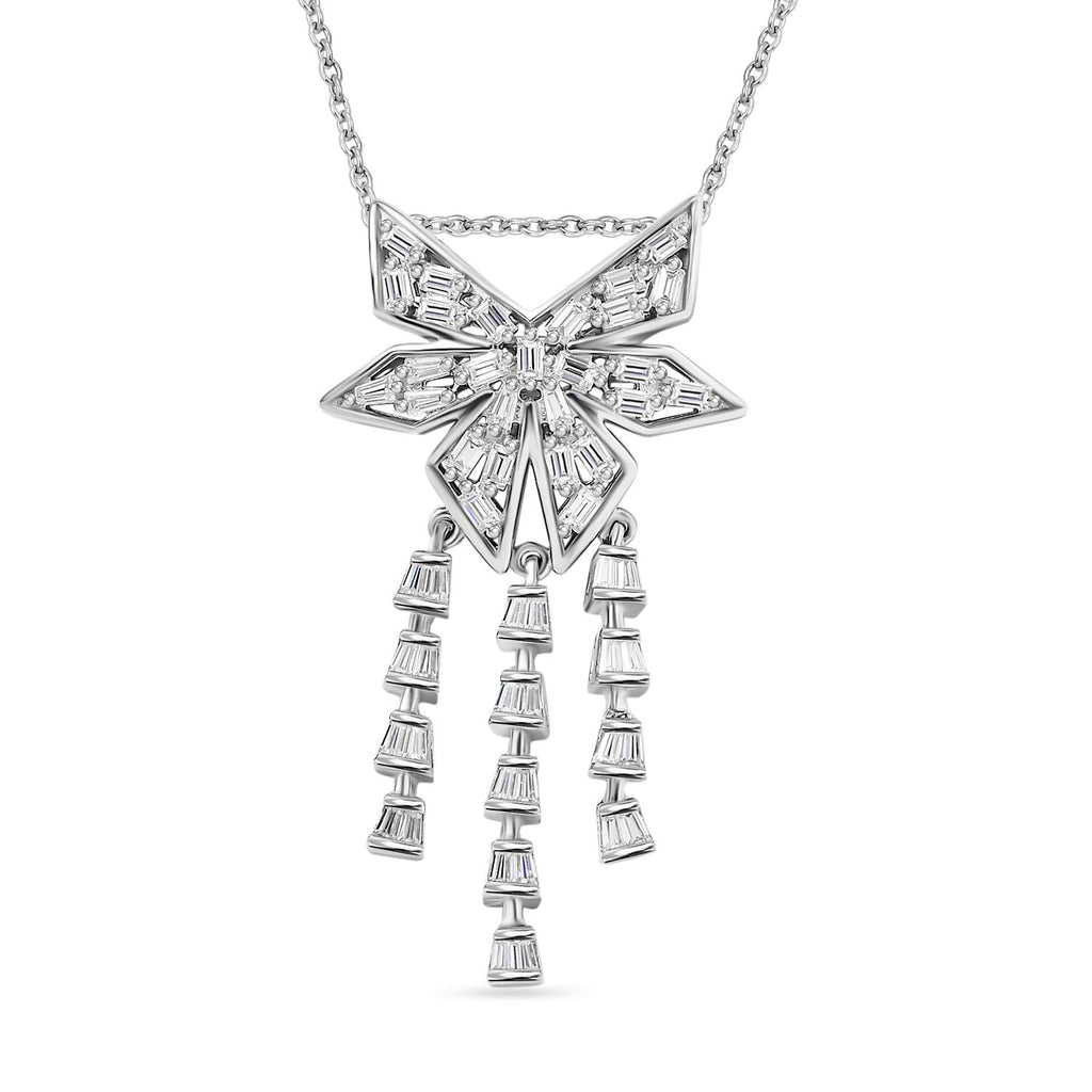 GP Art Deko Kollektion - Moissanit Anhänger mit Kette, 925 Silber platiniert, ca. 4.54 ct