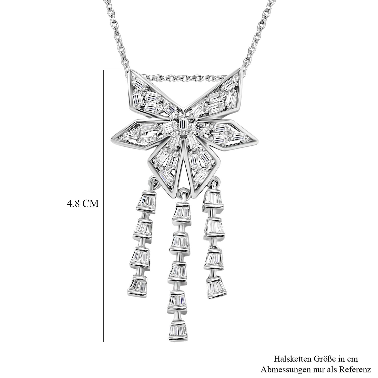 GP Art Deko Kollektion - Moissanit Anhänger mit Kette, 925 Silber platiniert, ca. 4.54 ct