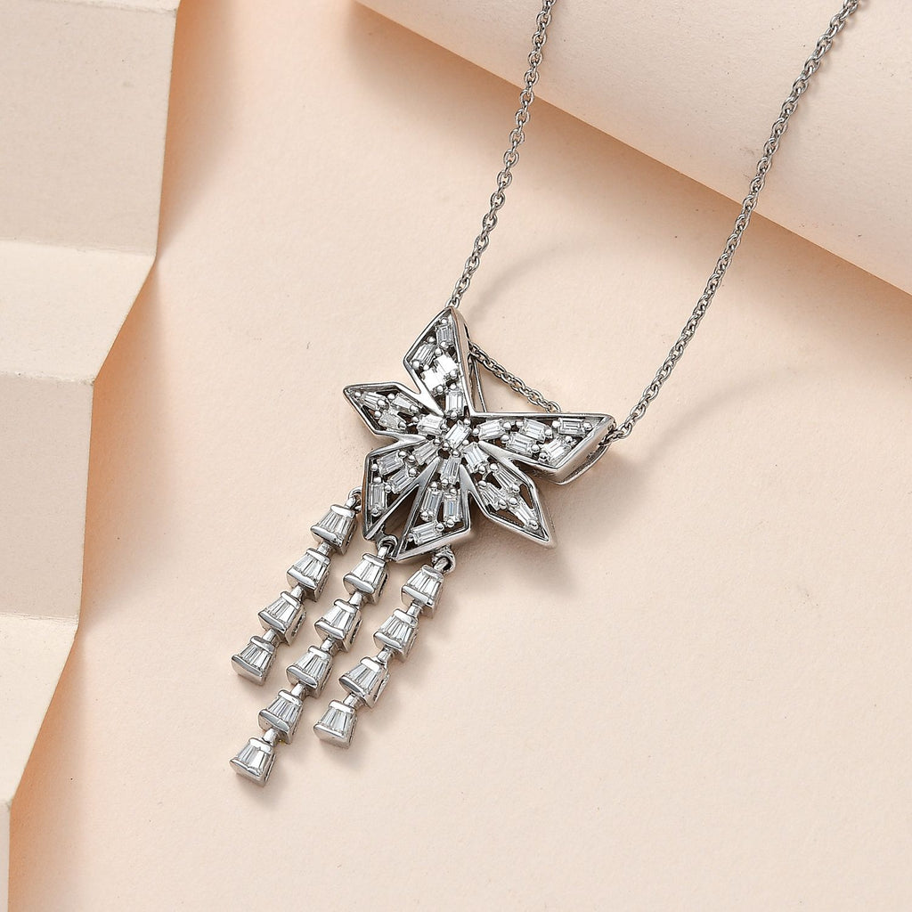 GP Art Deko Kollektion - Moissanit Anhänger mit Kette, 925 Silber platiniert, ca. 4.54 ct