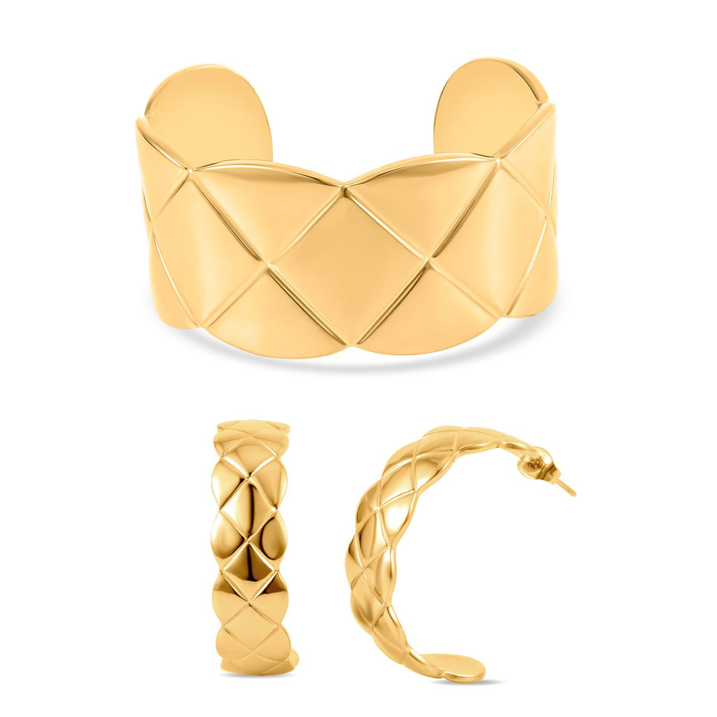 Designer Inspiriert Armreif und Ohrringe im Schmuckset, goldfarben