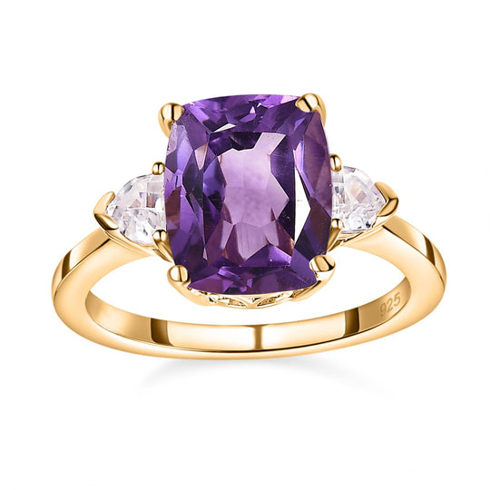 Afrikanischer Amethyst Schmuckset 925 Silber Gelbgold Vermeil ca. 6,30 ct.