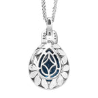 London Blau Topas, weißer Zirkon Anhänger mit Kette, 925 Silber platiniert ca. 12.91 ct