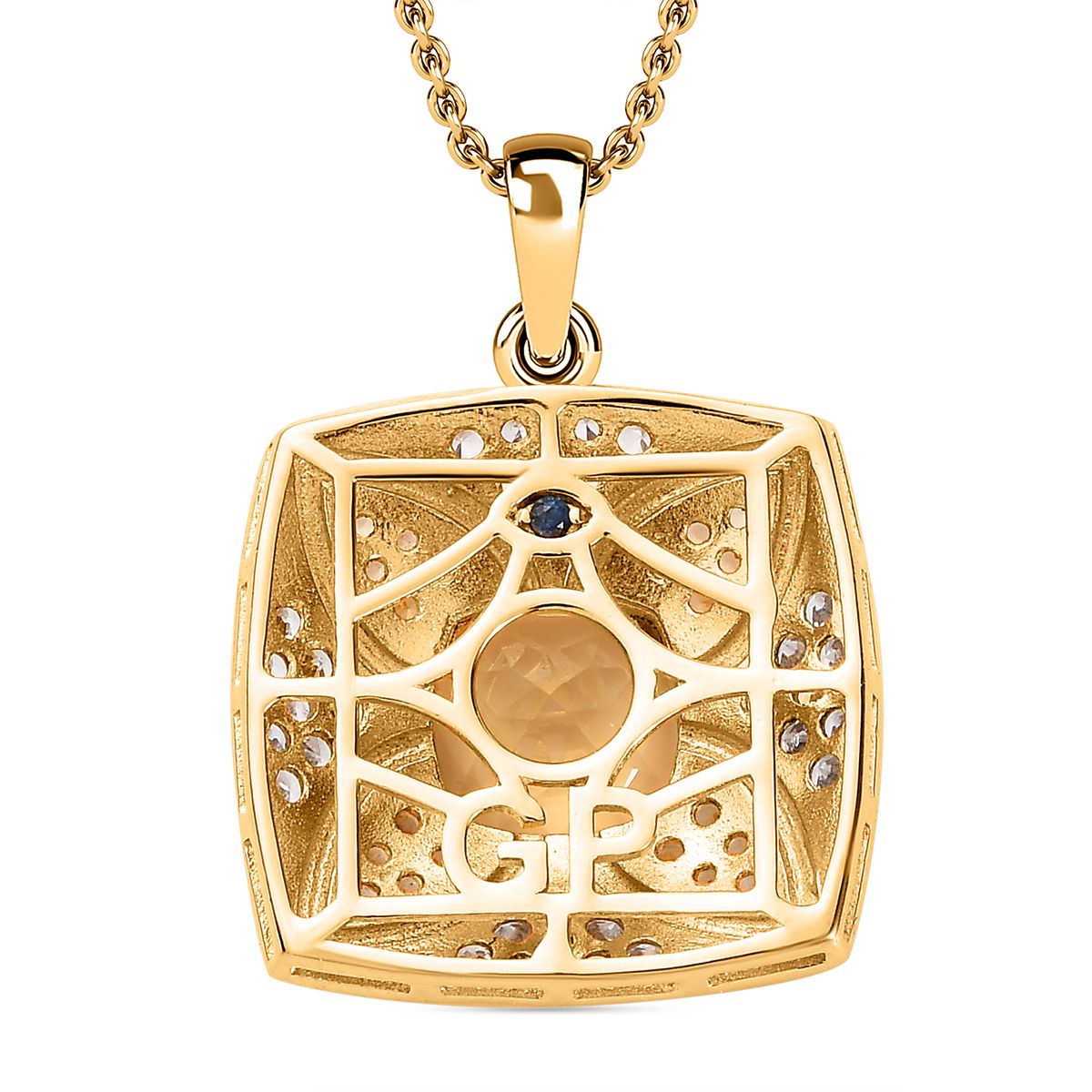 GP Royal Kollektion - AA Citrin, Weißer Zirkon Anhänger mit Kette, 925 Silber Gelbgold Vermeil, ca. 5.43 ct