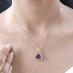 Afrikanischer Amethyst Anhänger mit Kette, 925 Silber Gelbgold Vermeil ca. 5.45 ct