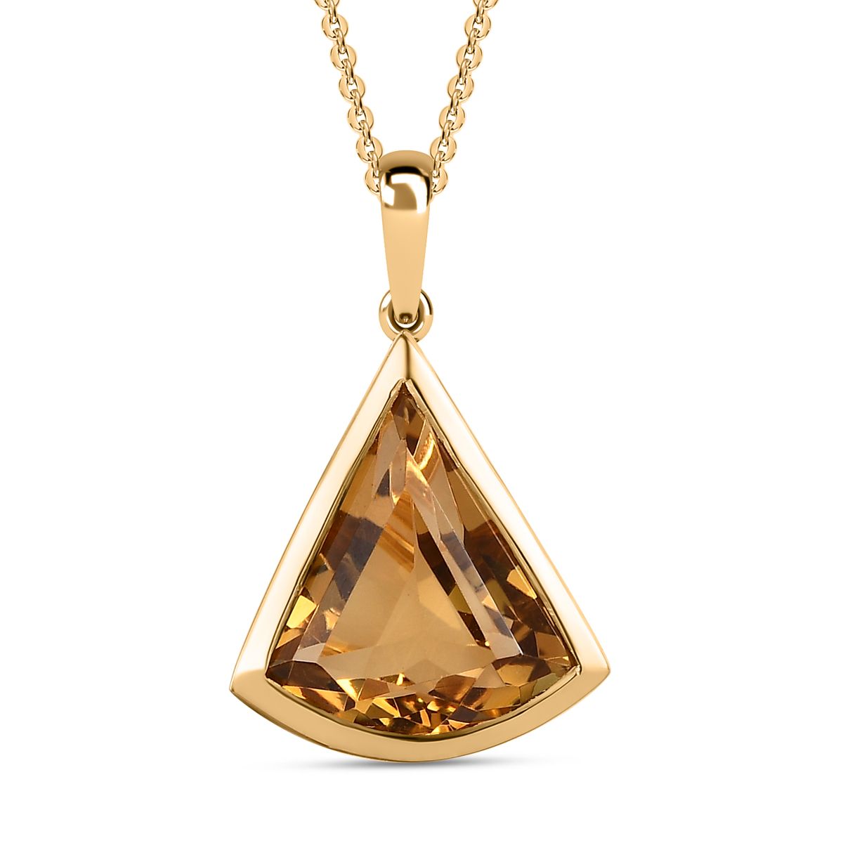 Citrin Anhänger mit Kette, 925 Silber Gelbgold Vermeil ca. 5.45 ct