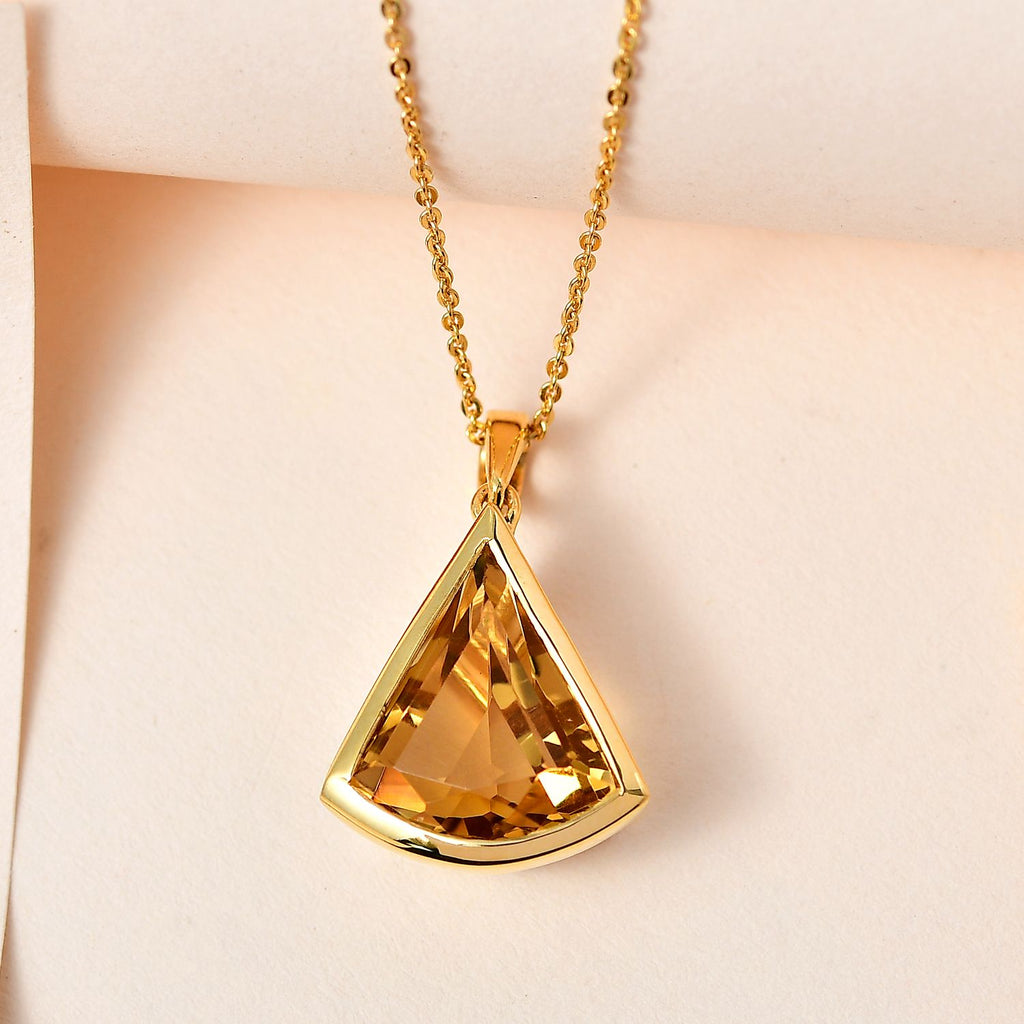Citrin Anhänger mit Kette, 925 Silber Gelbgold Vermeil ca. 5.45 ct