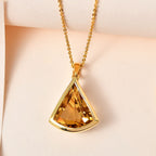Citrin Anhänger mit Kette, 925 Silber Gelbgold Vermeil ca. 5.45 ct