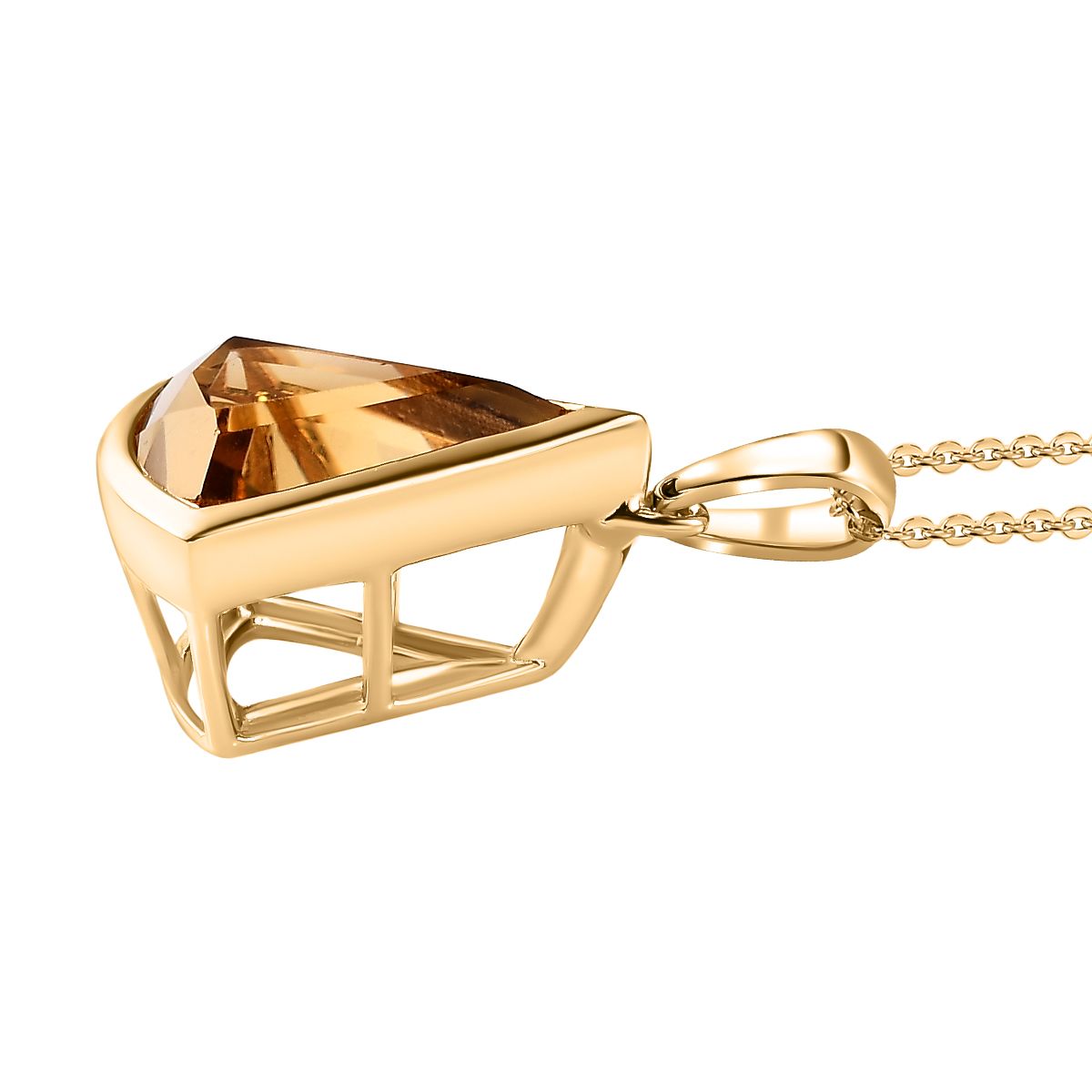 Citrin Anhänger mit Kette, 925 Silber Gelbgold Vermeil ca. 5.45 ct