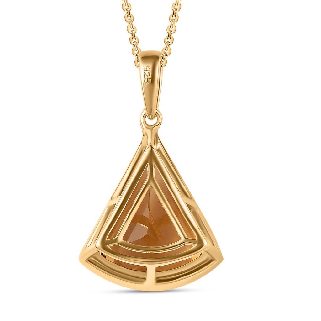 Citrin Anhänger mit Kette, 925 Silber Gelbgold Vermeil ca. 5.45 ct
