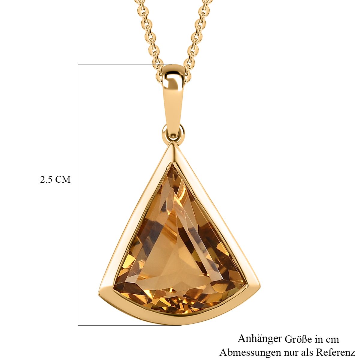 Citrin Anhänger mit Kette, 925 Silber Gelbgold Vermeil ca. 5.45 ct
