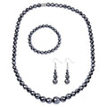 3er Set Hämatit - dehnbare Halskette, Armband, und Ohrringe Schmuckset, 316L Edelstahl, ca. 711.00 ct