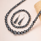 3er Set Hämatit - dehnbare Halskette, Armband, und Ohrringe Schmuckset, 316L Edelstahl, ca. 711.00 ct
