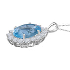 Himmelblauer Topas, weißer Zirkon Anhänger mit Kette, 925 Silber rhodiniert ca. 9.68 ct