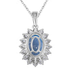 Himmelblauer Topas, weißer Zirkon Anhänger mit Kette, 925 Silber rhodiniert ca. 9.68 ct