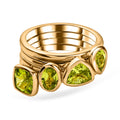 Natürlicher Peridot mehrreihiger Ring, 925 Silber Gelbgold Vermeil ca. 2.79 ct