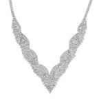 2er Set - Weißer Kristall Halskette und Ohrringe Schmuckset, Messing