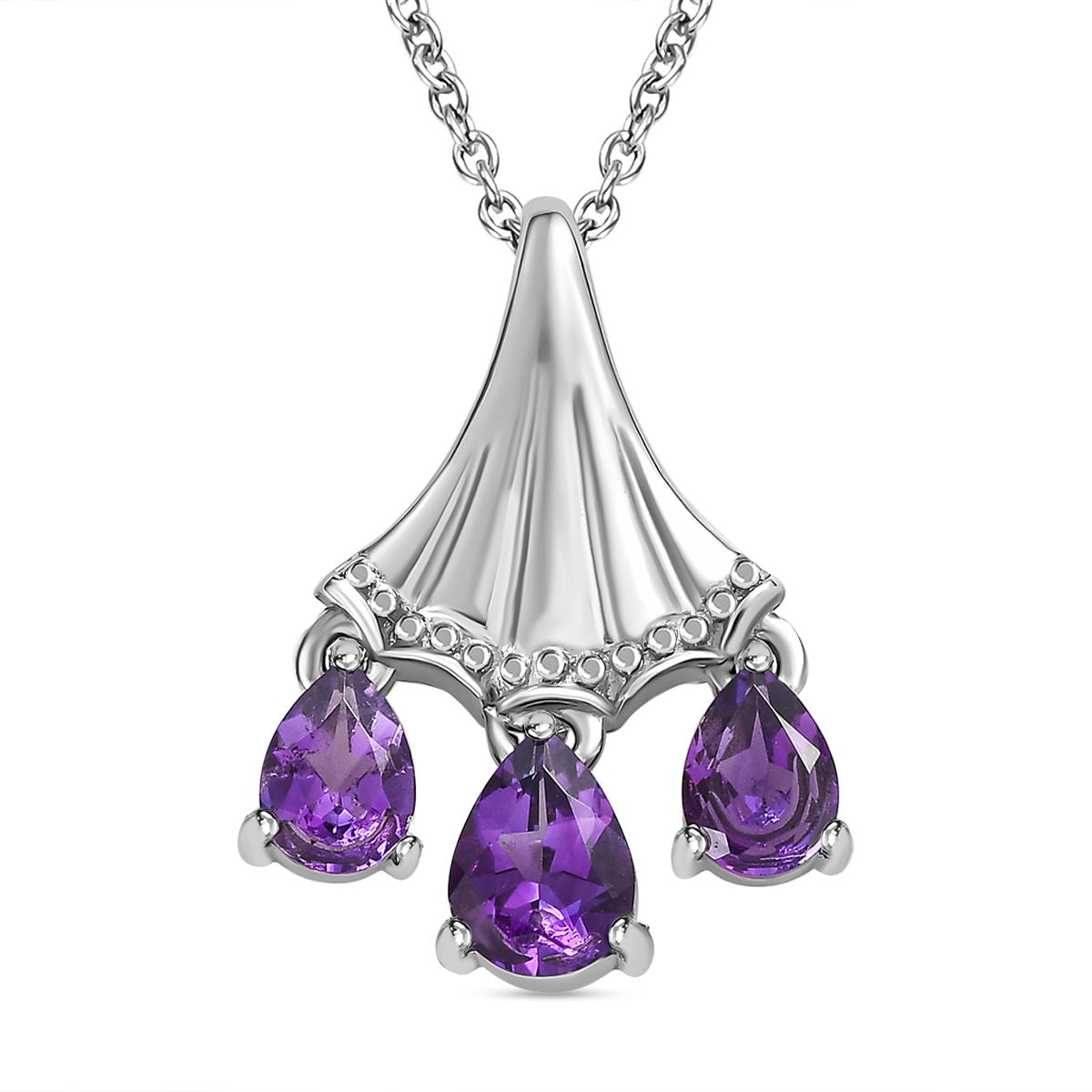 AA Mashamba Amethyst Anhänger mit Kette, Edelstahl ca. 2.22 ct