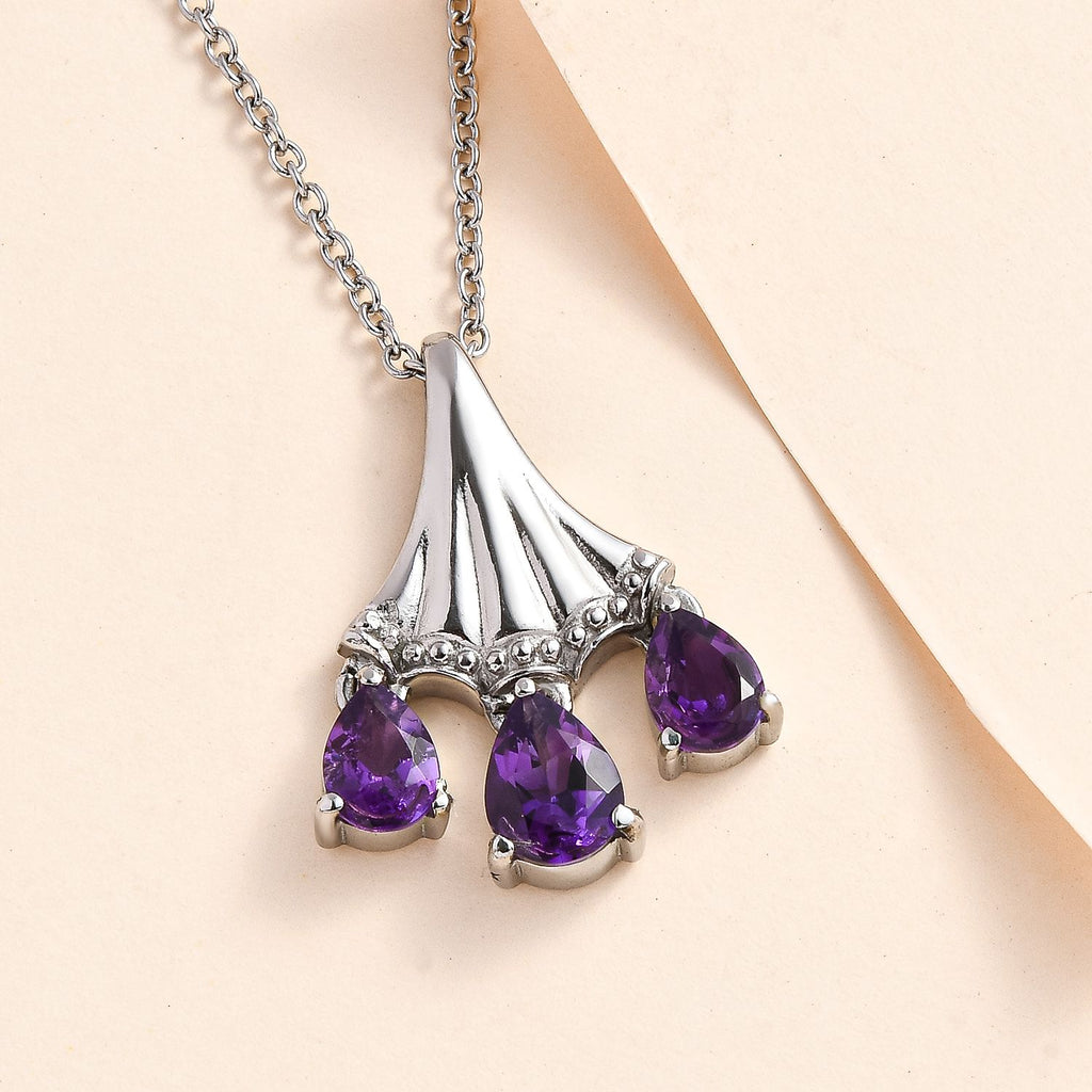 AA Mashamba Amethyst Anhänger mit Kette, Edelstahl ca. 2.22 ct