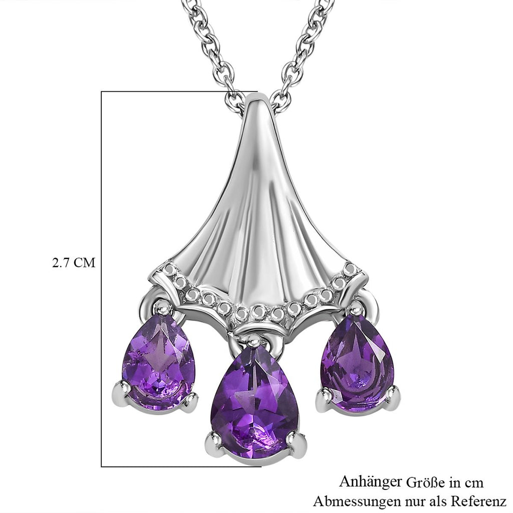 AA Mashamba Amethyst Anhänger mit Kette, Edelstahl ca. 2.22 ct