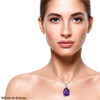 Afrikanischer Amethyst und weißer Zirkon-Anhänger mit Kette, 925 Silber platiniert ca. 27.14 ct