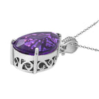 Afrikanischer Amethyst und weißer Zirkon-Anhänger mit Kette, 925 Silber platiniert ca. 27.14 ct