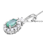 AAA Kagem sambischer Smaragd und weißer Zirkon Anhänger mit Kette, 925 Silber platiniert ca. 0.89 ct