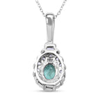 AAA Kagem sambischer Smaragd und weißer Zirkon Anhänger mit Kette, 925 Silber platiniert ca. 0.89 ct