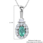 AAA Kagem sambischer Smaragd und weißer Zirkon Anhänger mit Kette, 925 Silber platiniert ca. 0.89 ct