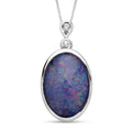 Boulder Opal Triplett und Zirkon-Anhänger mit 45cm Kette - 6,53 ct.