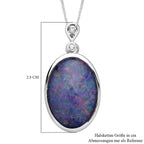 Boulder Opal Triplette und weißer Zirkon-Anhänger mit Kette, 925 Silber rhodiniert ca. 6.53 ct