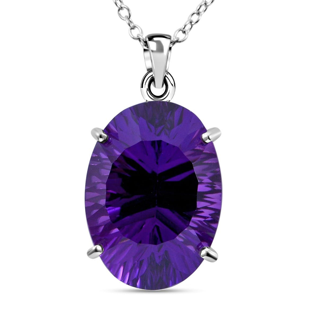 Lusaka Amethyst Anhänger mit Kette, 925 Silber platiniert ca. 12.37 ct