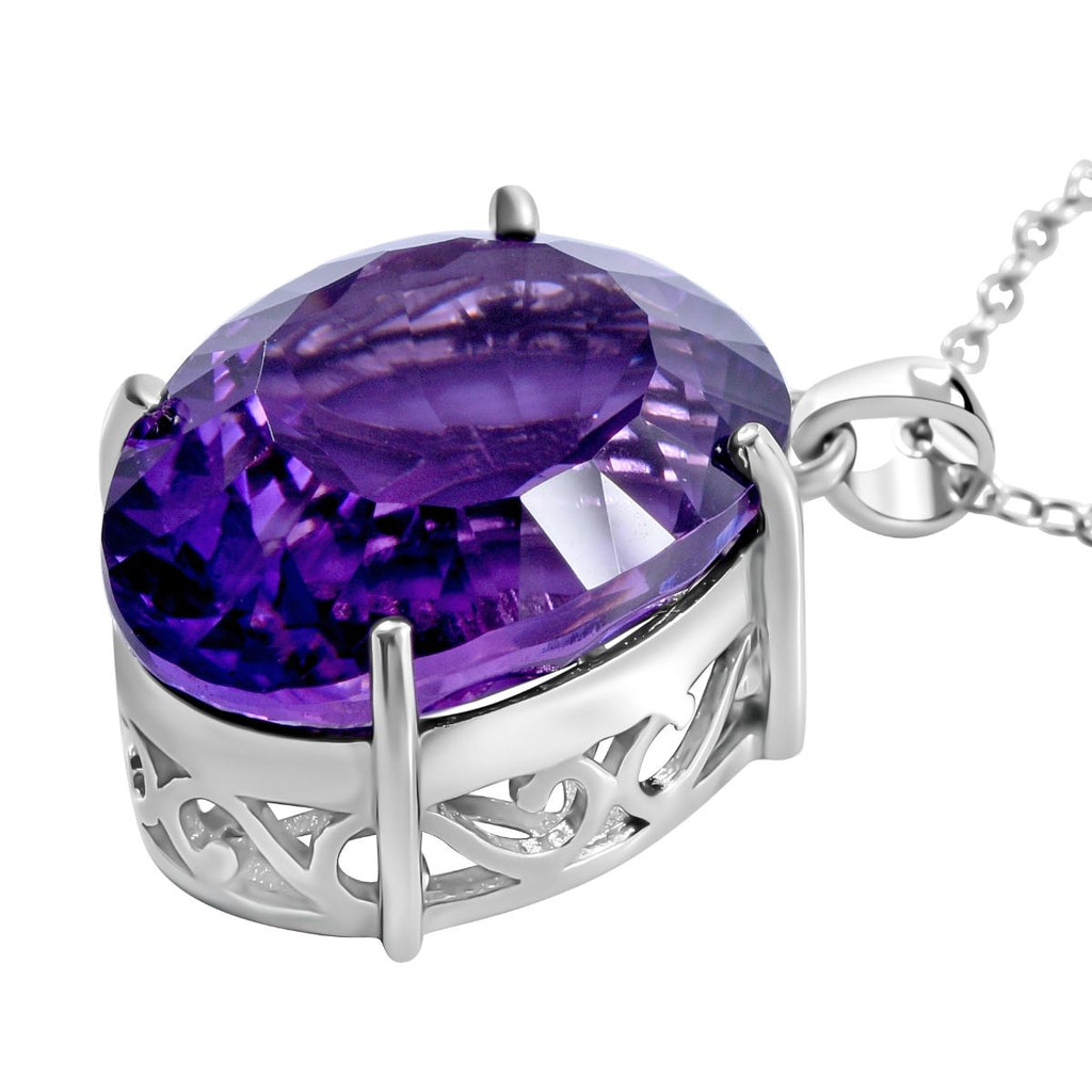 Lusaka Amethyst Anhänger mit Kette, 925 Silber platiniert ca. 12.37 ct