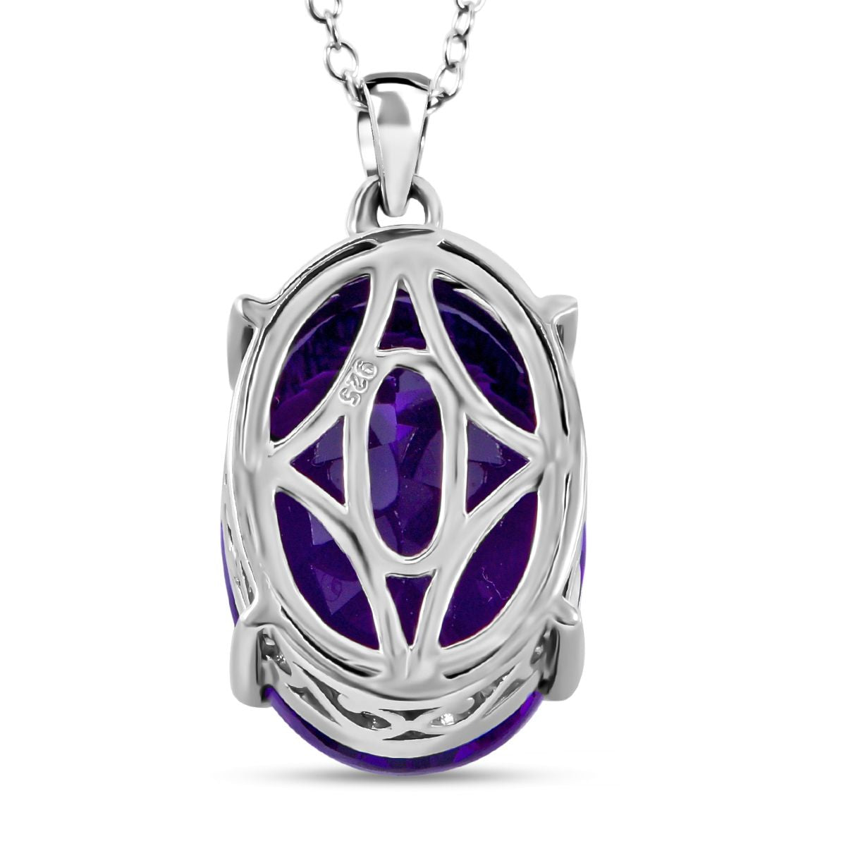 Lusaka Amethyst Anhänger mit Kette, 925 Silber platiniert ca. 12.37 ct
