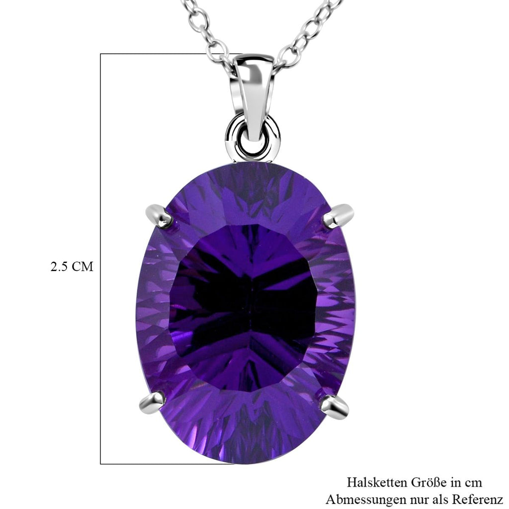 Lusaka Amethyst Anhänger mit Kette, 925 Silber platiniert ca. 12.37 ct