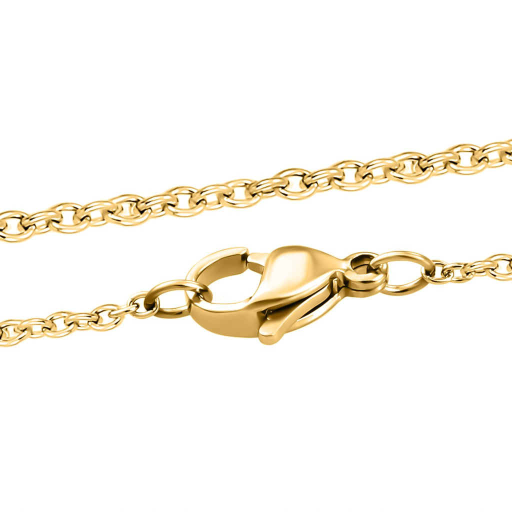 Goldene Muschelkernperle, weißer Zirkonia, Anhänger mit Kette, Messing, Edelstahl, ca., goldfarben 0.25 ct