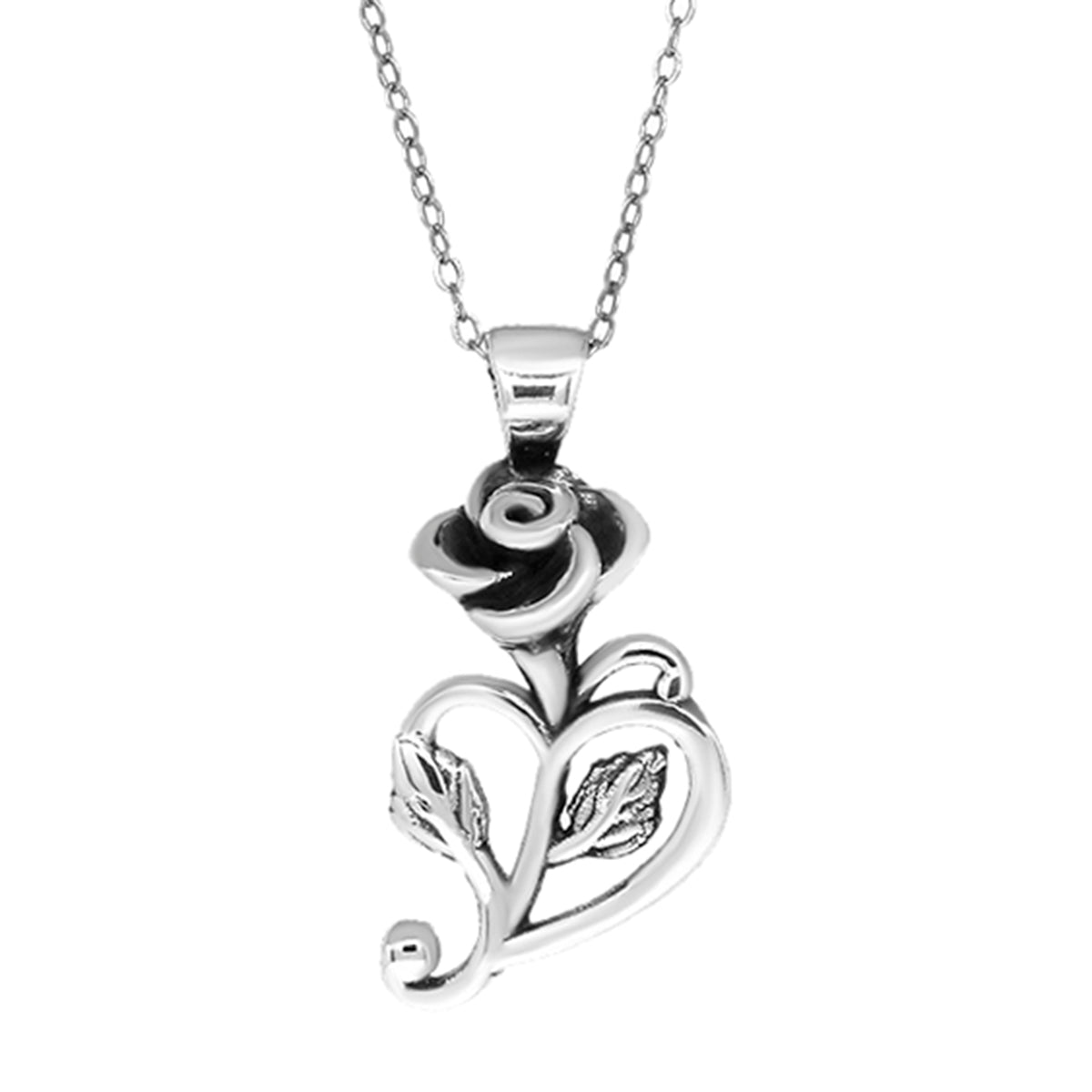 Rosenanhänger Anhänger mit Kette, 925 Silber schwarz oxidiert ca. 4,30g