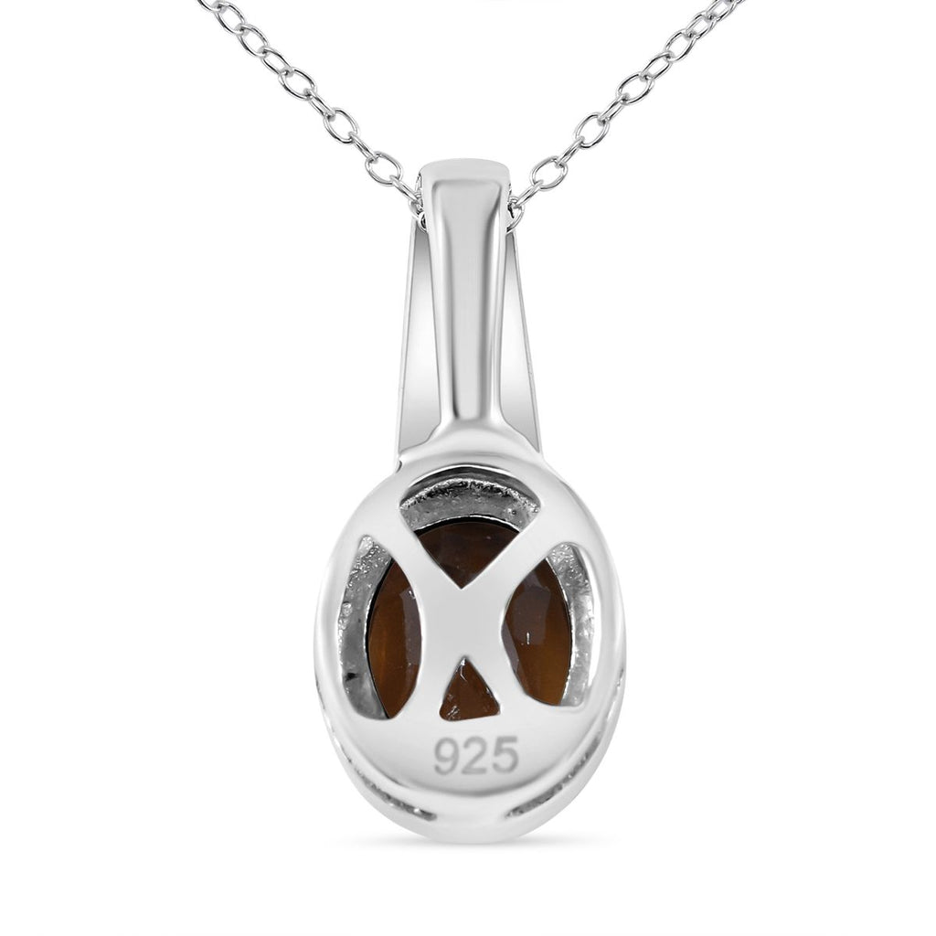 Madeira Citrin, weißer Zirkon Anhänger mit Kette, 925 Silber platiniert ca. 1.26 ct
