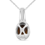Madeira Citrin, weißer Zirkon Anhänger mit Kette, 925 Silber platiniert ca. 1.26 ct