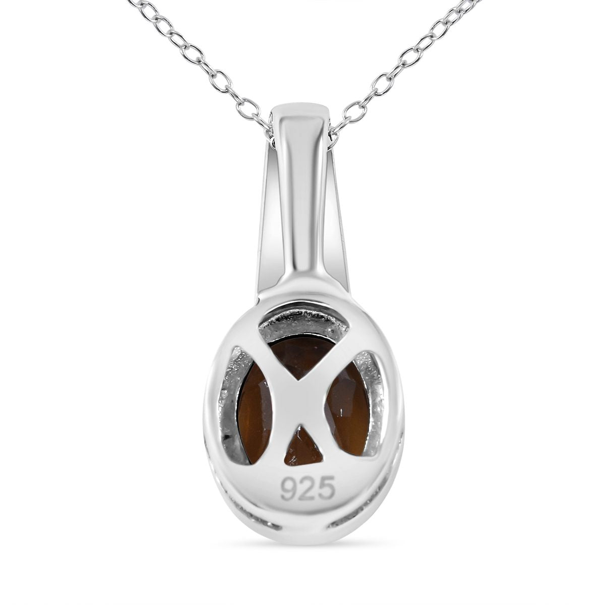 Madeira Citrin, weißer Zirkon Anhänger mit Kette, 925 Silber platiniert ca. 1.26 ct