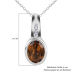 Madeira Citrin, weißer Zirkon Anhänger mit Kette, 925 Silber platiniert ca. 1.26 ct