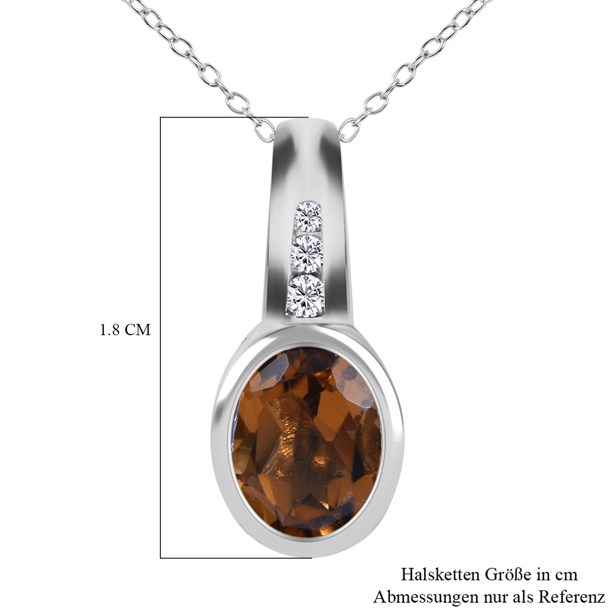 Madeira Citrin, weißer Zirkon Anhänger mit Kette, 925 Silber platiniert ca. 1.26 ct