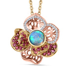 AA Natürlicher, äthiopischer Welo Opal, Rhodolith Granat Schmuckset 925 Silber bicolor ca. 2.67 ct