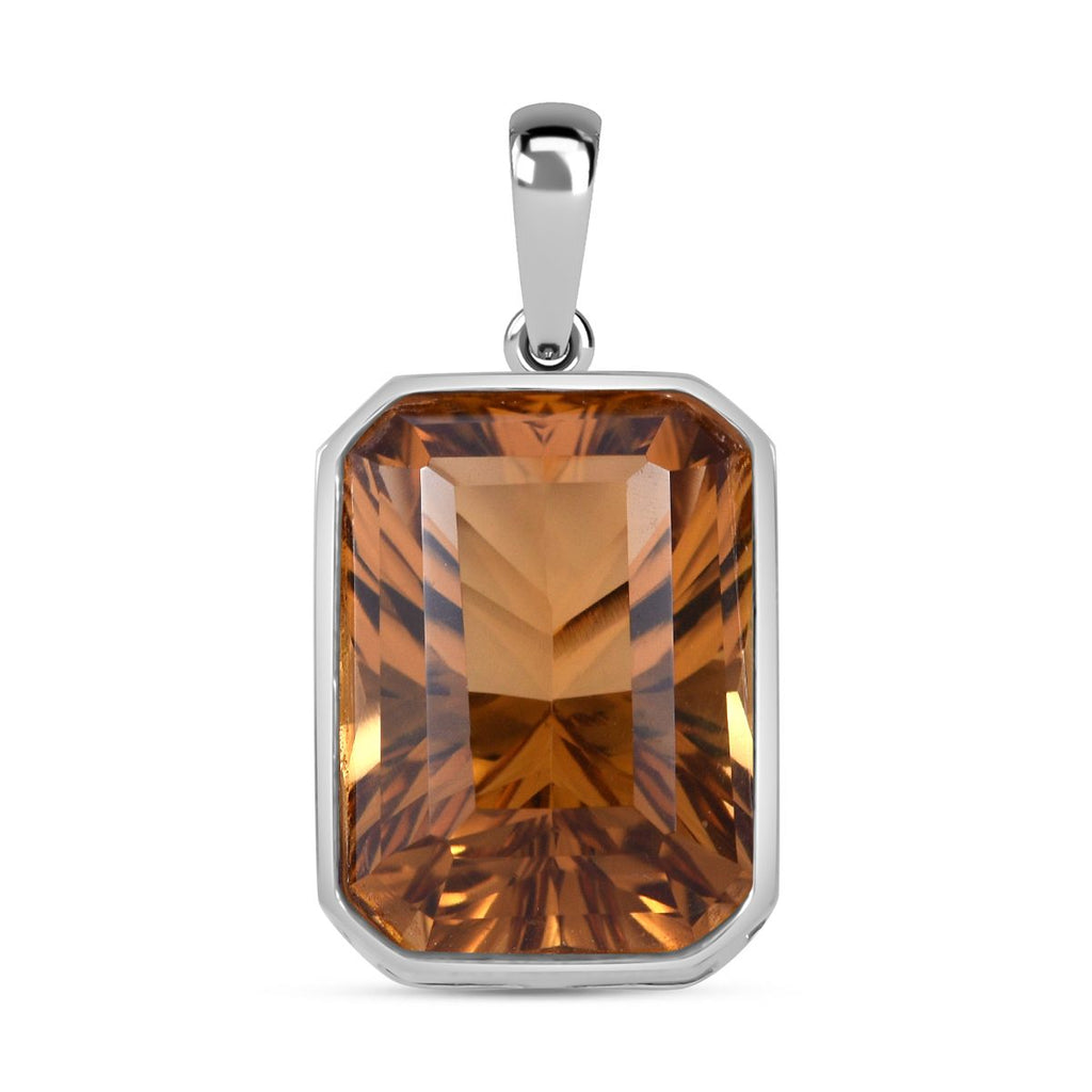 Citrin Anhänger mit Kette, 925 Silber rhodiniert, ca. 17.40 ct