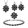 Schwarzer Spinell Schmuckset  Edelstahl ca. 34.73 ct