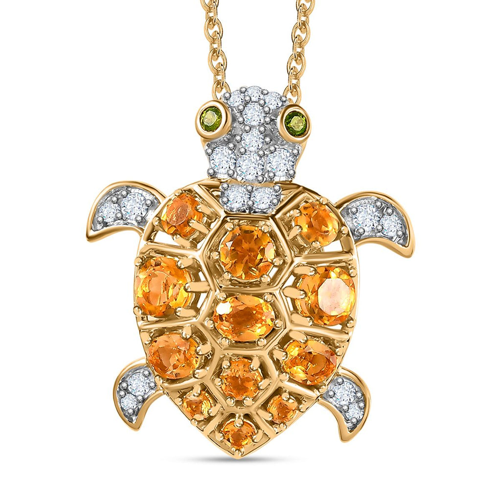 GP Trionfo Kollektion - AA Citrin Anhänger mit Kette, 925 Silber Gelbgold Vermeil, ca. 2.09 ct