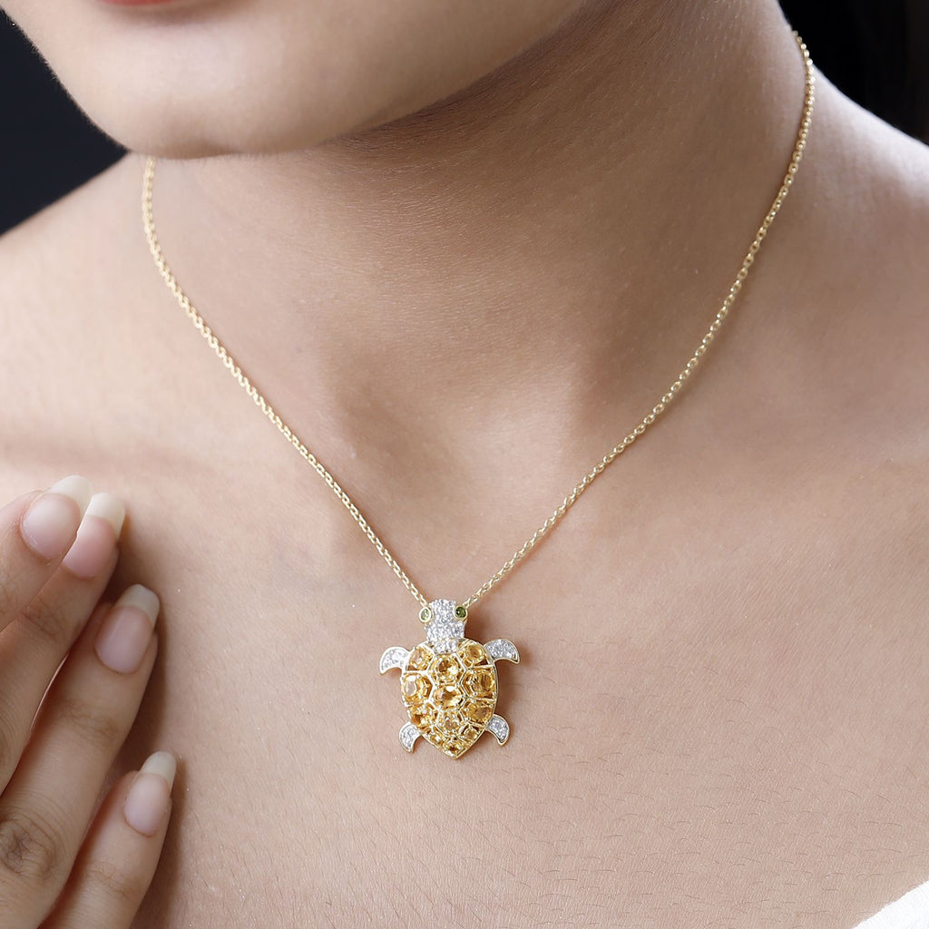 GP Trionfo Kollektion - AA Citrin Anhänger mit Kette, 925 Silber Gelbgold Vermeil, ca. 2.09 ct